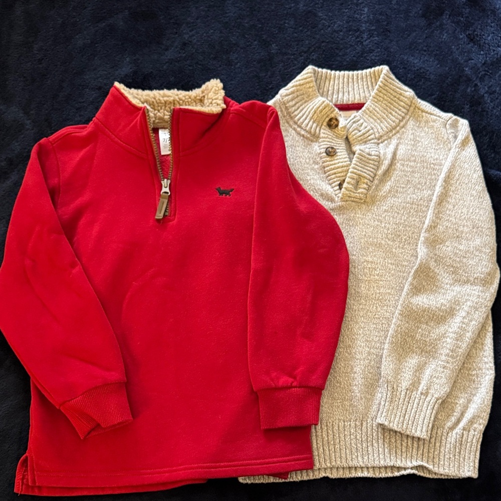 Lot of 2 Carter's Red and Gray Kids Sweaters